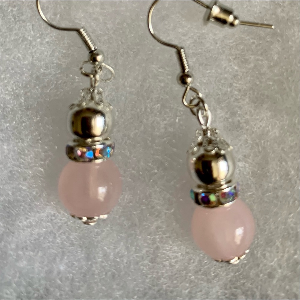 Handmade Rose Quartz Drop Earrings
